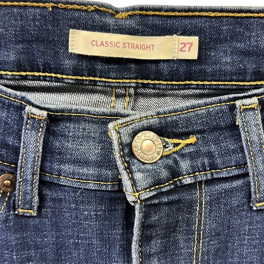 Levis Sculpt Classic Straight Leg Denim Mid Rise Blue Jeans Cotton Blend Size 27 - Picture 7 of 11